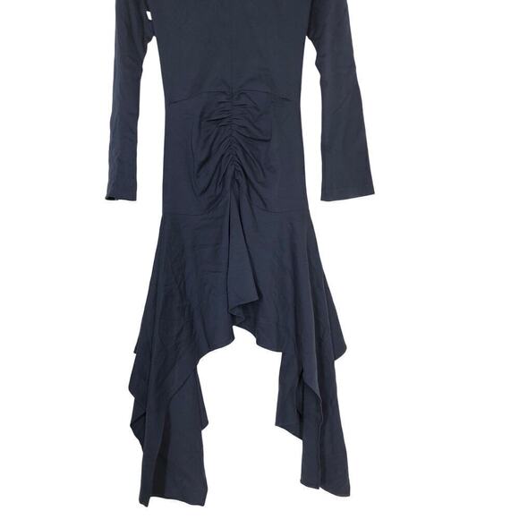 Aknvas Daani Dress Long Sleeve Ruched Draped Asymmetrical Hem Lapis Lazuli NWT 2 - Picture 6 of 11